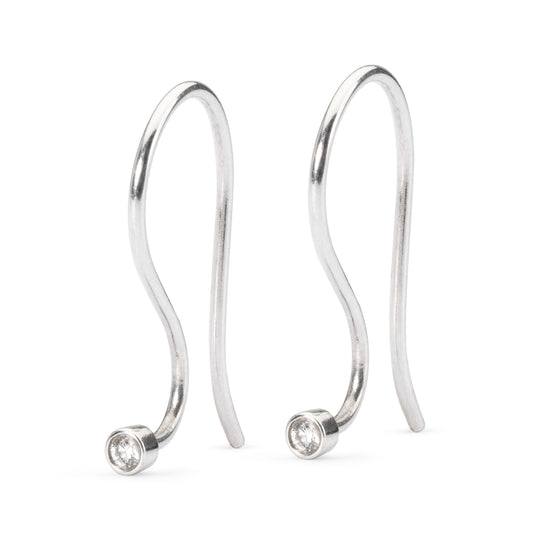 Earring Hooks, Silver & Diamond