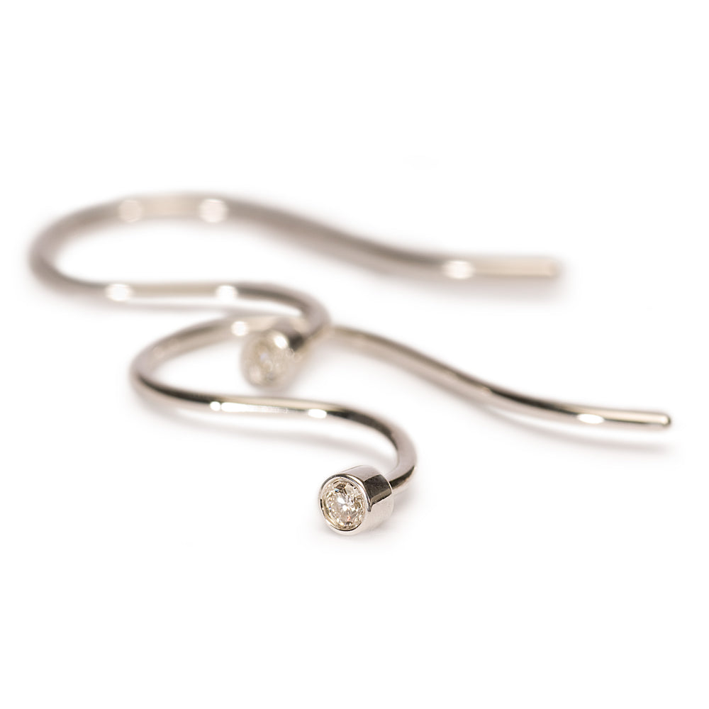 Earring Hooks, Silver & Diamond