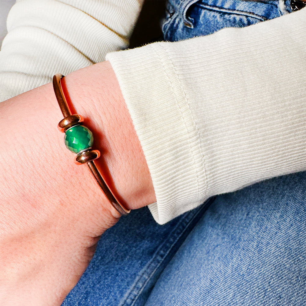 Green Onyx Copper Bangle