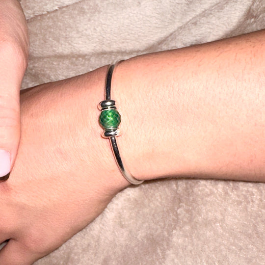 Green Onyx Silver Bangle