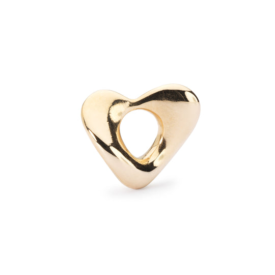 Small Soft Heart Bead, Gold by Trollbeads. Classic Beads.