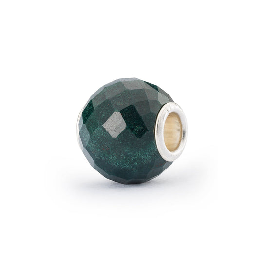 Round Green Chalcedony Facet Bead by Trollbeads. Faceted Beads.