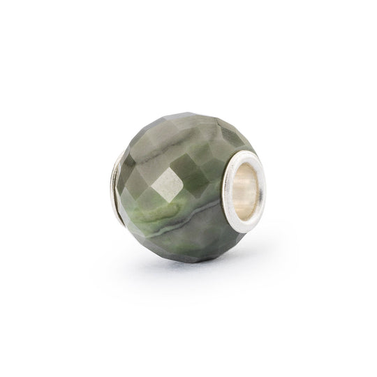 Round Green Calcite Facet Bead by Trollbeads. Faceted Beads.