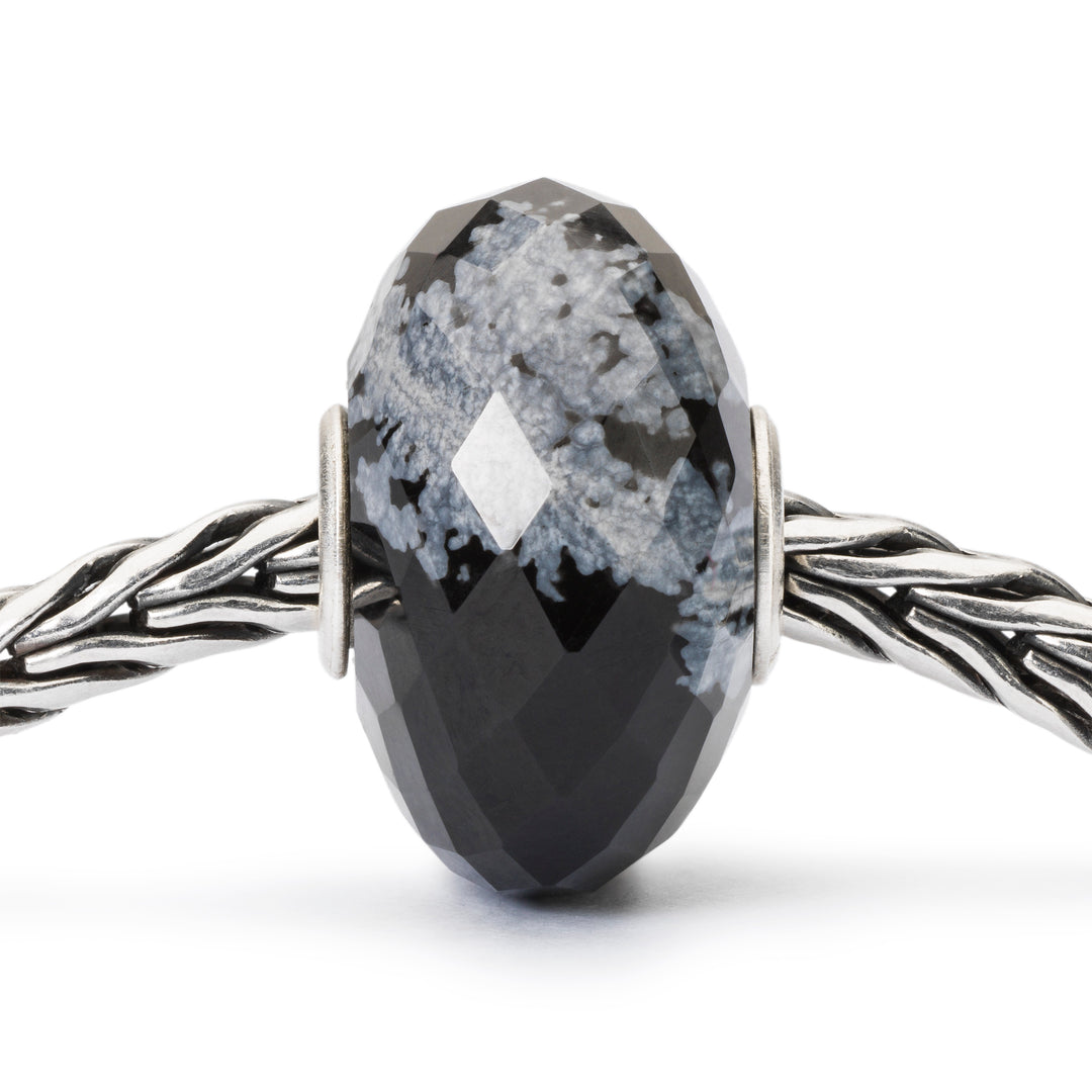 Snowflake Obsidian Facet Bead by Trollbeads. Faceted Beads.