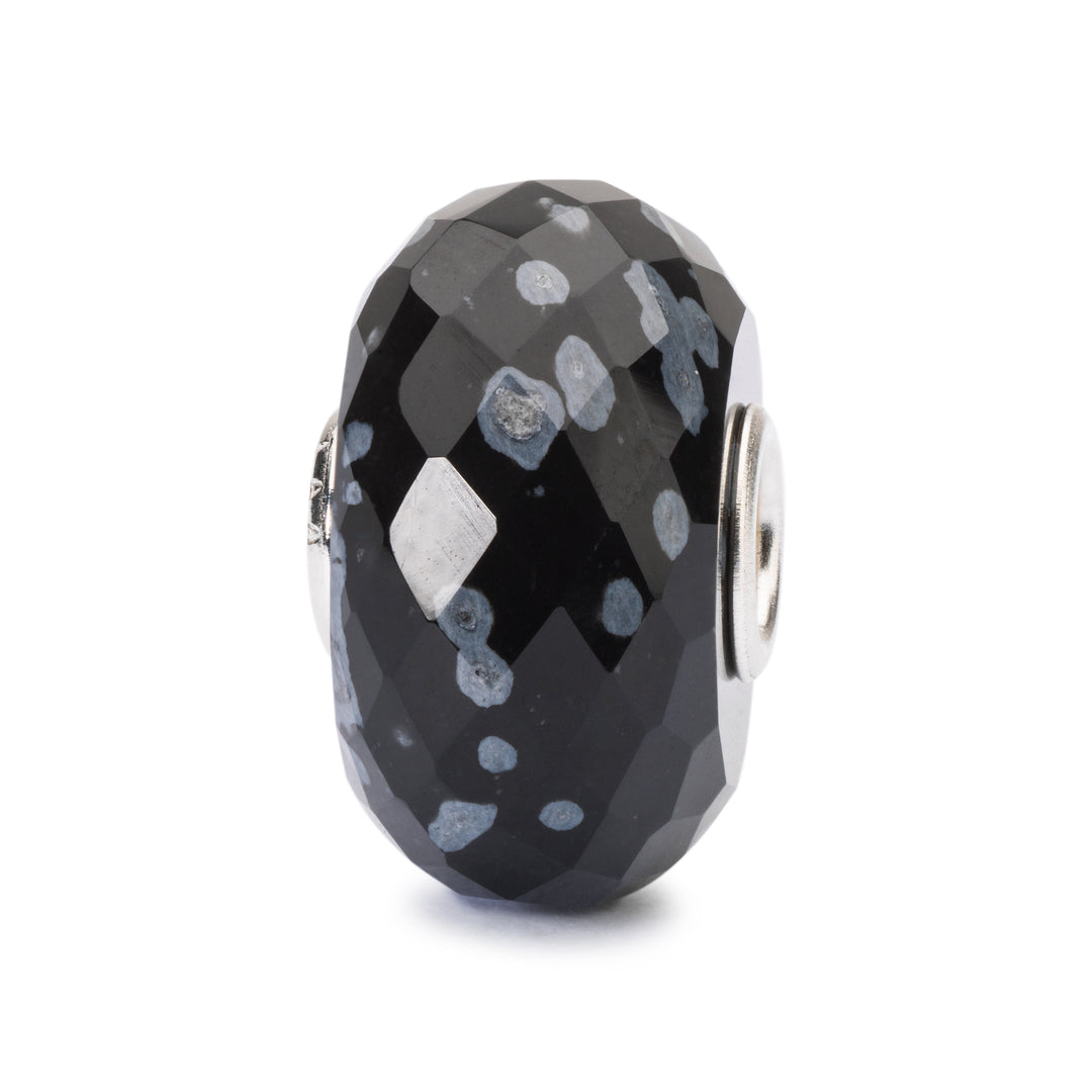 Snowflake Obsidian Facet Bead by Trollbeads. Faceted Beads.