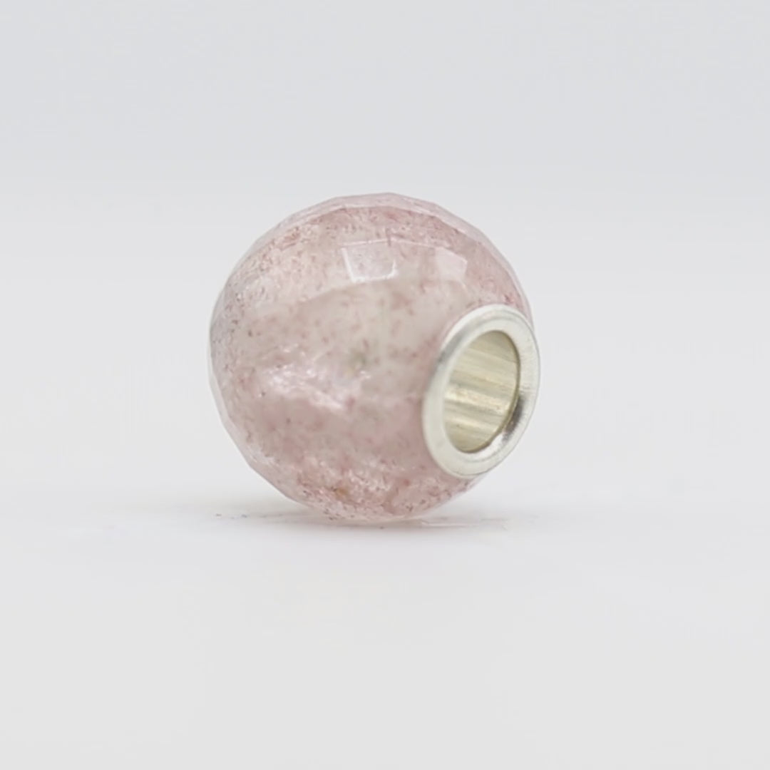 Round Strawberry Quartz Facet Bead