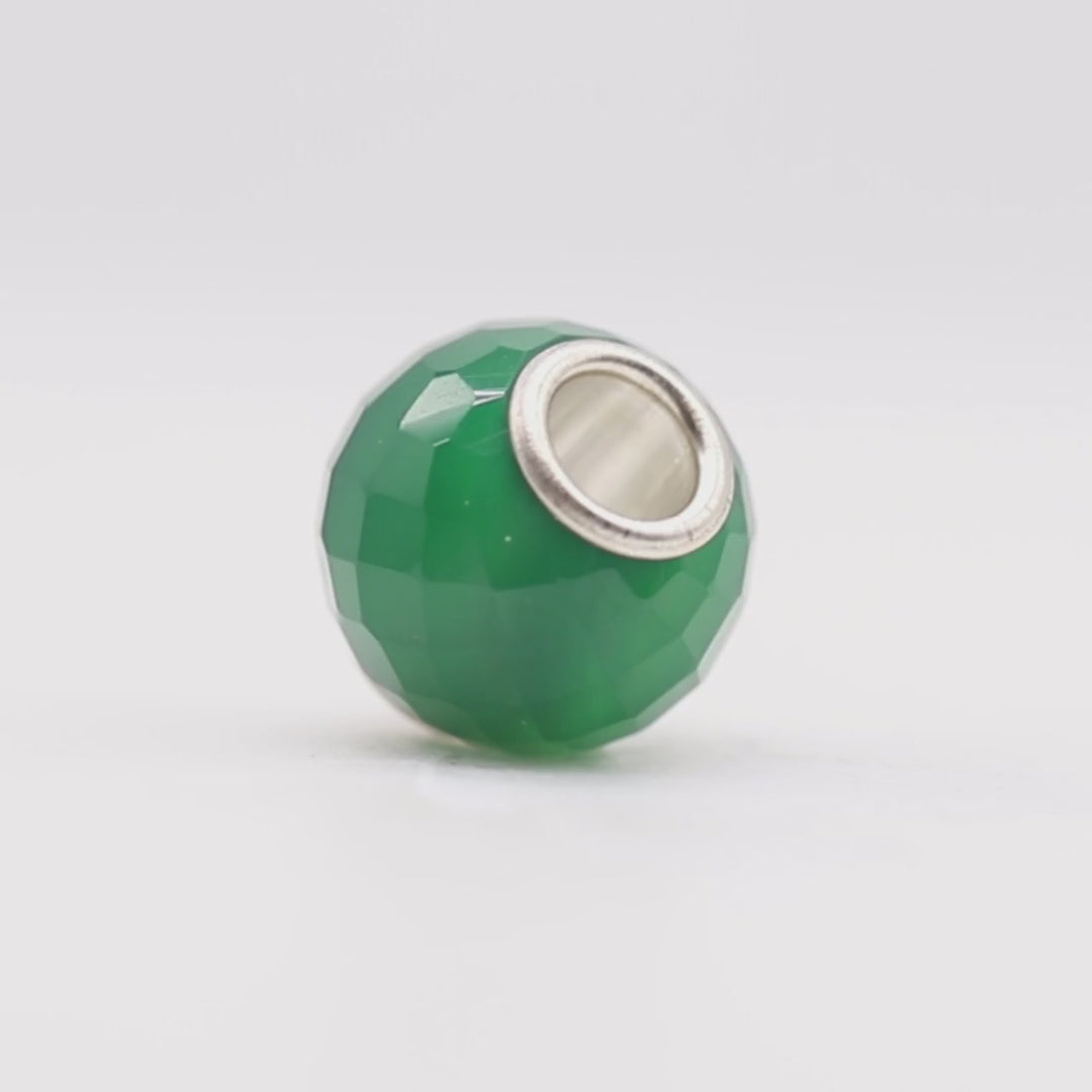 Round Green Onyx Facet Bead