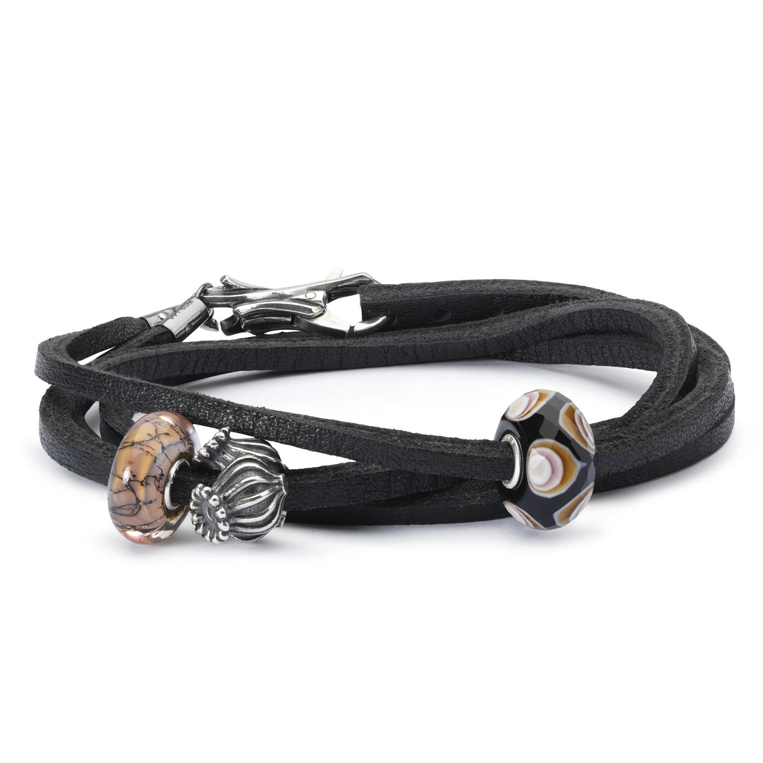 Leather Bracelet, Black/Silver