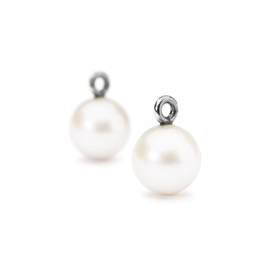 White Pearl Round Earring Pendants by Trollbeads. Earring Pendant.