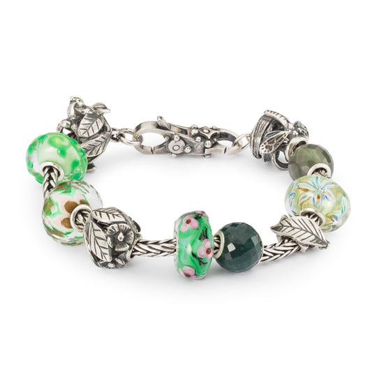 Round Green Chalcedony Facet Bead by Trollbeads. Faceted Beads.