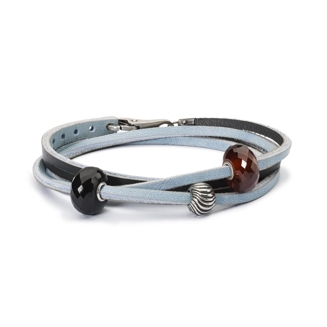 Leather Bracelet, Light Blue/Dark Grey by Trollbeads. Bracelet.