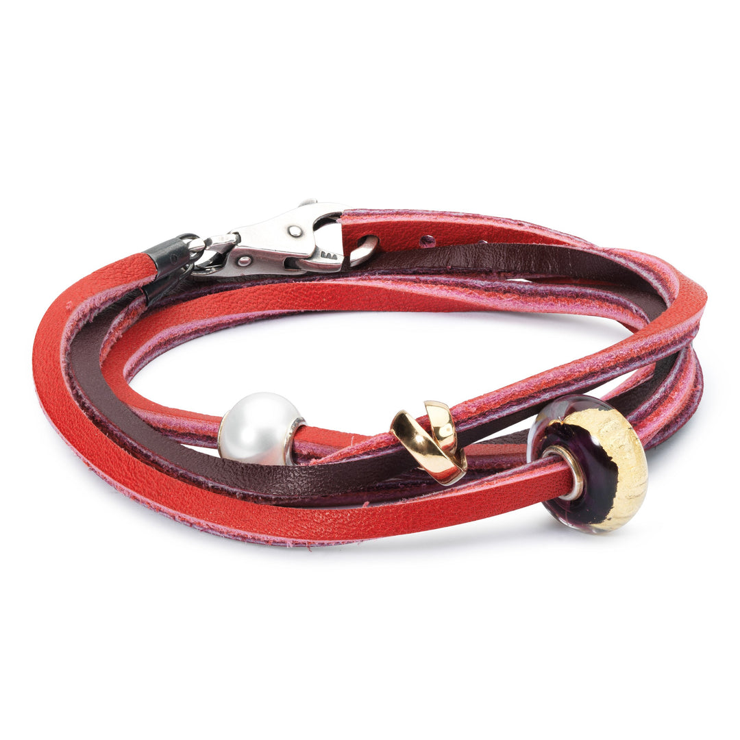 Leather Bracelet, Red/Bordeaux by Trollbeads. Bracelet.