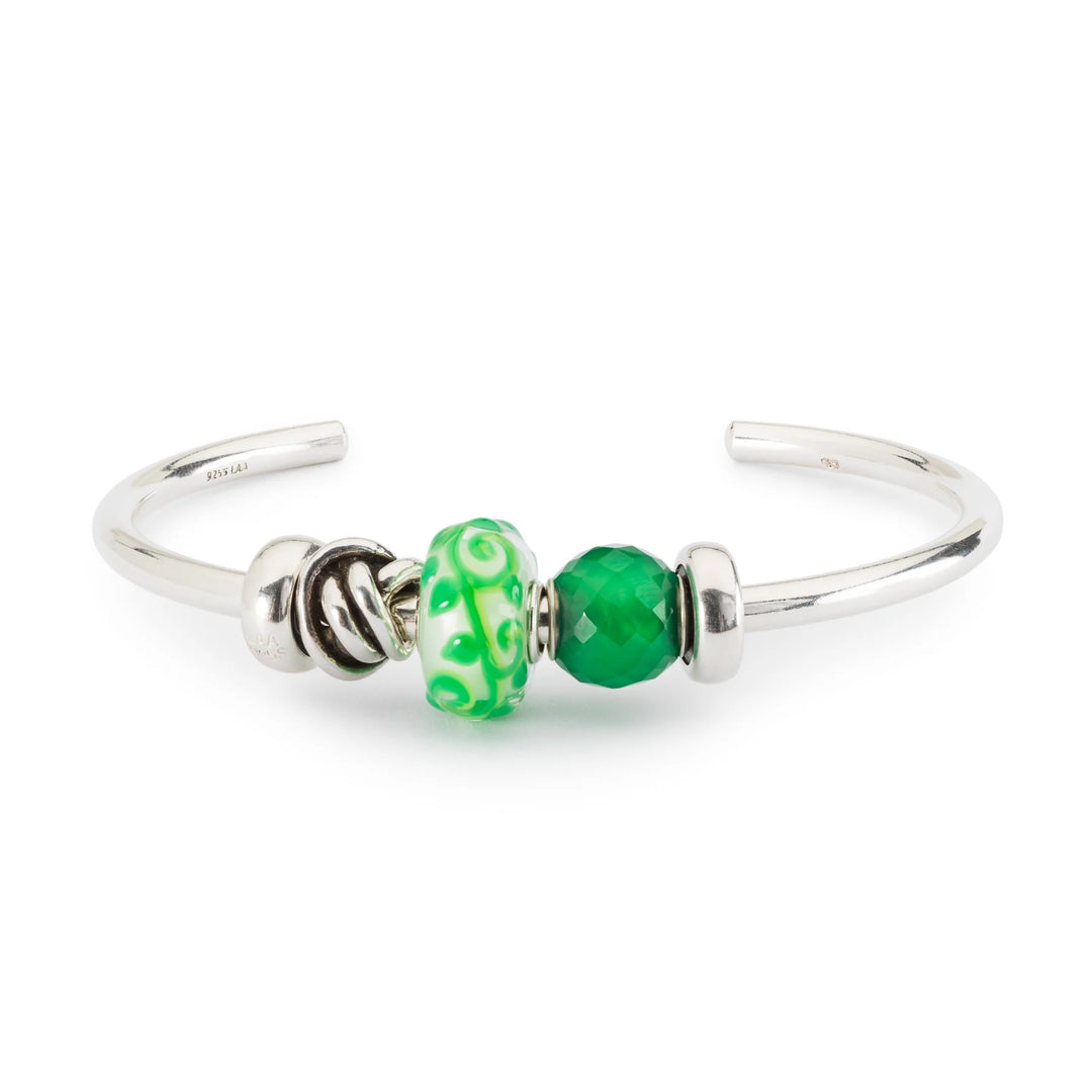 Round Green Onyx Facet Bead by Trollbeads. Faceted Beads.