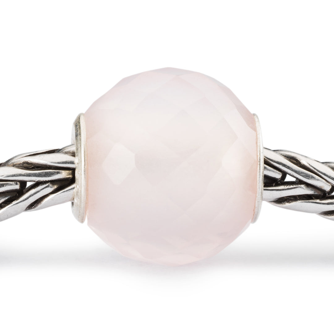 Round Rose Quartz Facet Bead by Trollbeads. Faceted Beads.