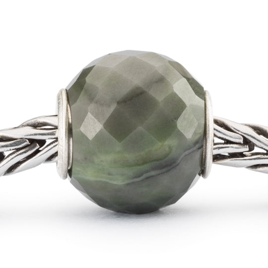 Round Green Calcite Facet Bead by Trollbeads. Faceted Beads.