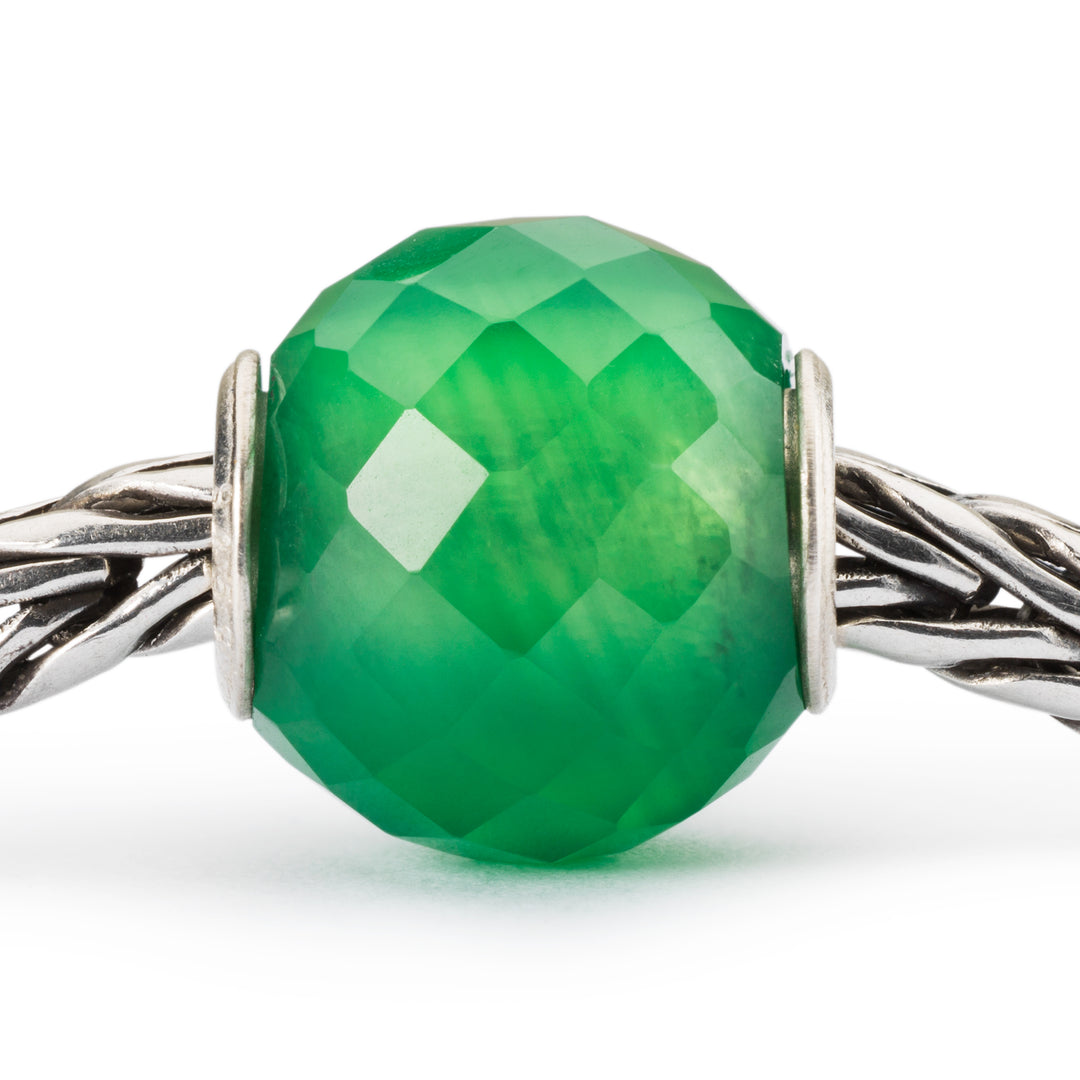 Round Green Onyx Facet Bead by Trollbeads. Faceted Beads.