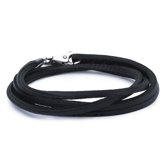 Leather Bracelet, Black/Silver - Trollbeads