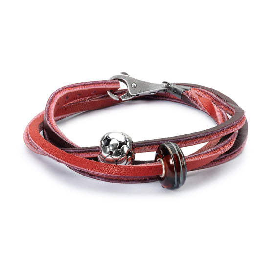 Leather Bracelet, Red/Bordeaux by Trollbeads. Bracelet.