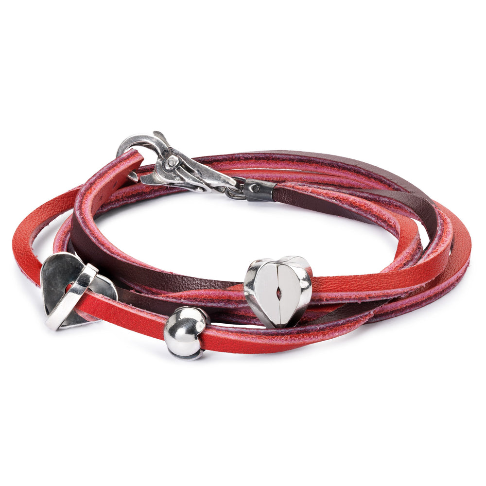 Leather Bracelet, Red/Bordeaux by Trollbeads. Bracelet.